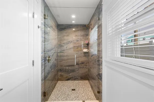 a bathroom with a shower