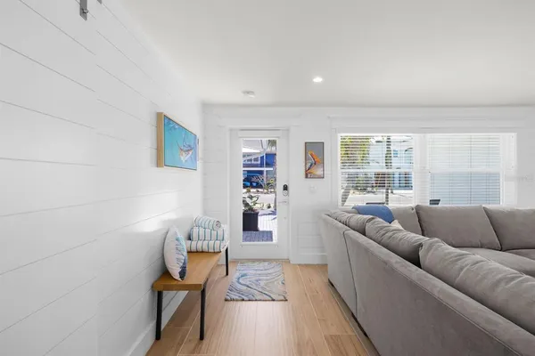 a living room with furniture and a couch