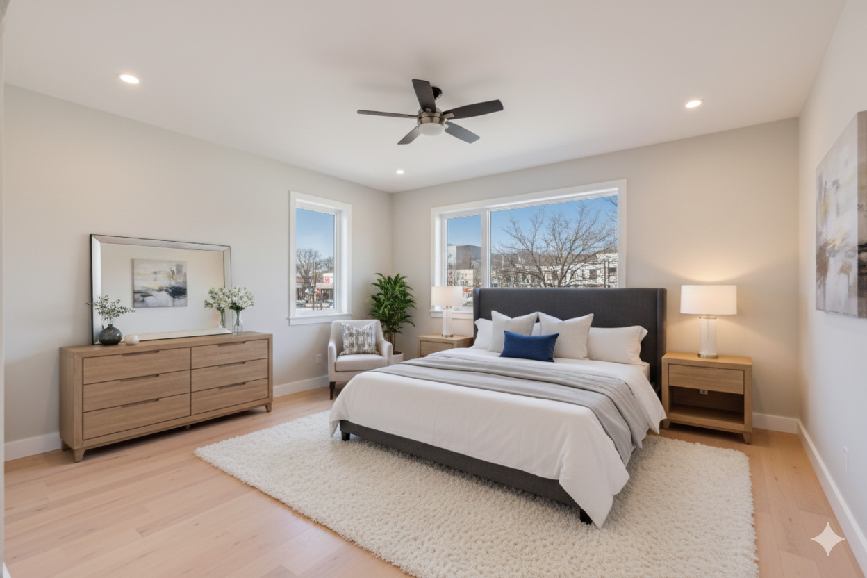 1920 North Springfield Avenue, Unit 1S Chicago, IL 60647 - Photo 12 of 36 a spacious bedroom with a bed and a dresser