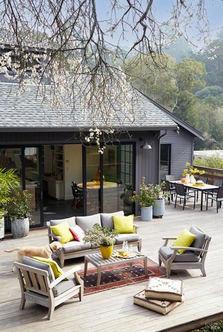 a view of pool with outdoor seating