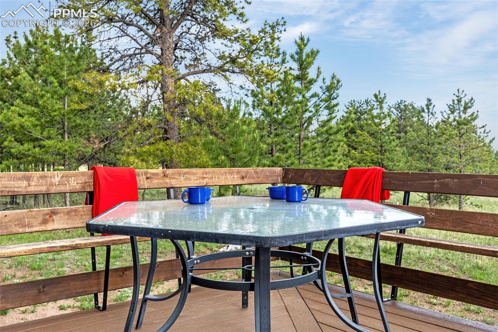 143 Ring Road Guffey, CO 80820 - Photo 31 of 36 Deck with outdoor dining/seating area