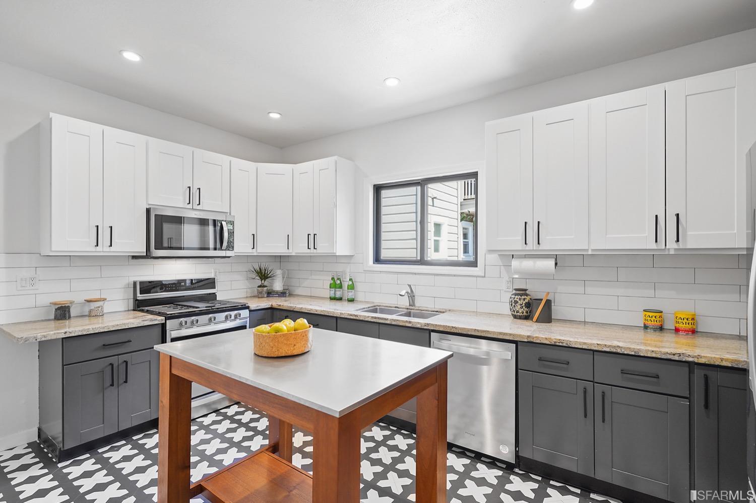 1015 26th Street Oakland, CA 94607 - Photo 11 of 33 a kitchen with stainless steel appliances granite countertop a sink a stove and cabinets