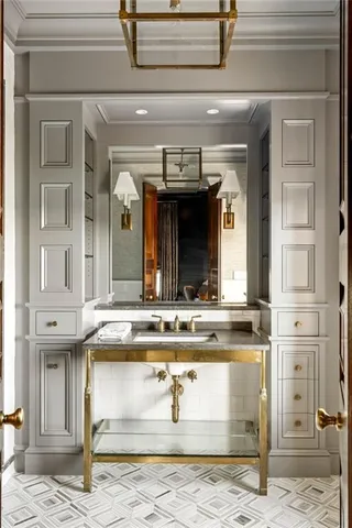 a view of a hallway with seating area