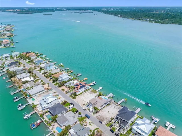 a view of a city with an ocean view