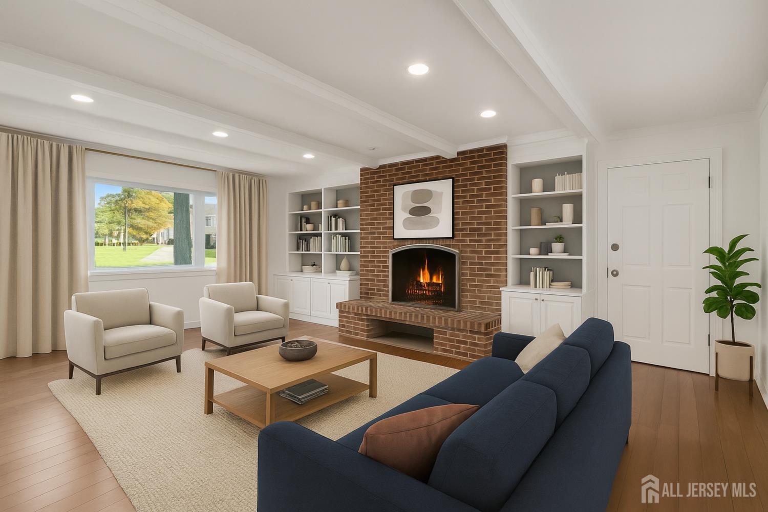 28 Southfield Road Edison, NJ 08820 - Photo 4 of 27 a living room with furniture and a fireplace