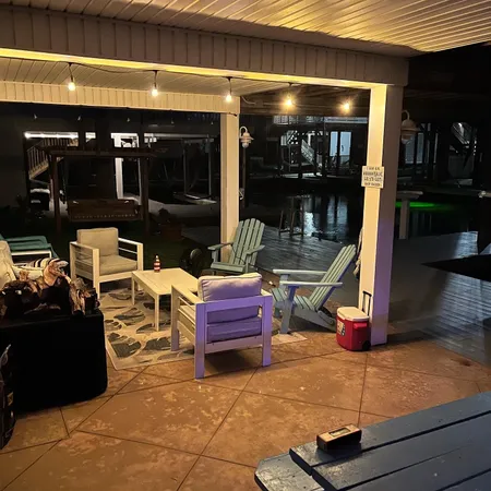 a outdoor space with lots of furniture