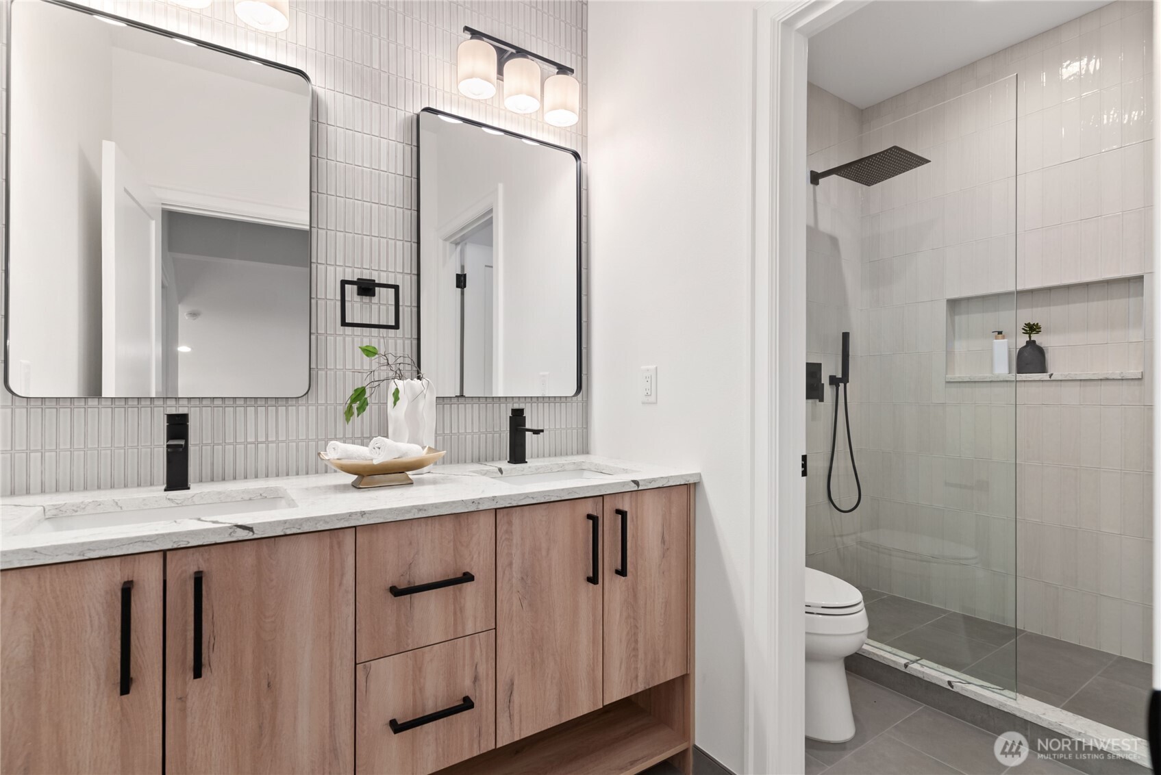 31 East Rhododendron Court Union, WA 98592 - Photo 29 of 38 a bathroom with a granite countertop sink toilet and shower
