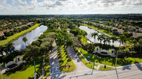 a view of a lake with houses