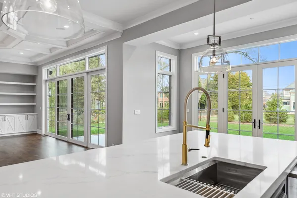 a view of an entryway with chandelier