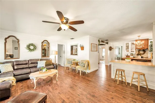 a living room with furniture