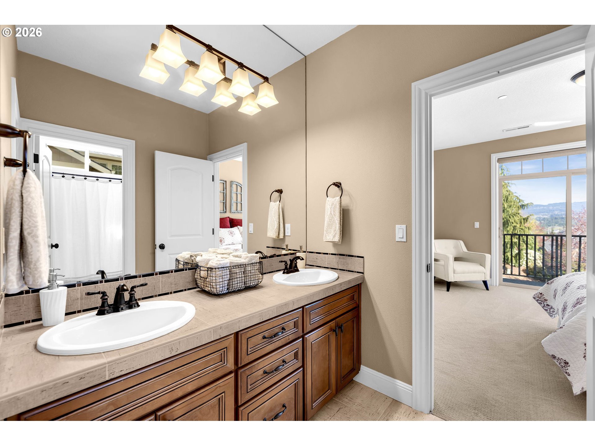 806 Northwest 35th Avenue Camas, WA 98607 - Photo 27 of 48 a bathroom with a double vanity sink and a mirror
