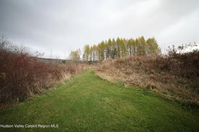 a view of lake with green space