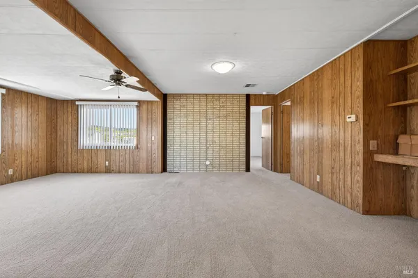 an empty room with a door