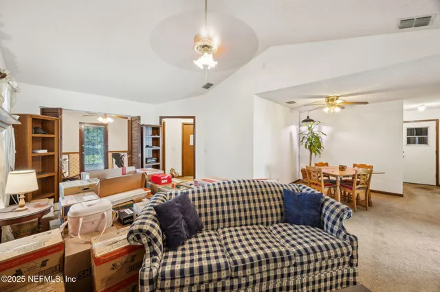 a living room with furniture