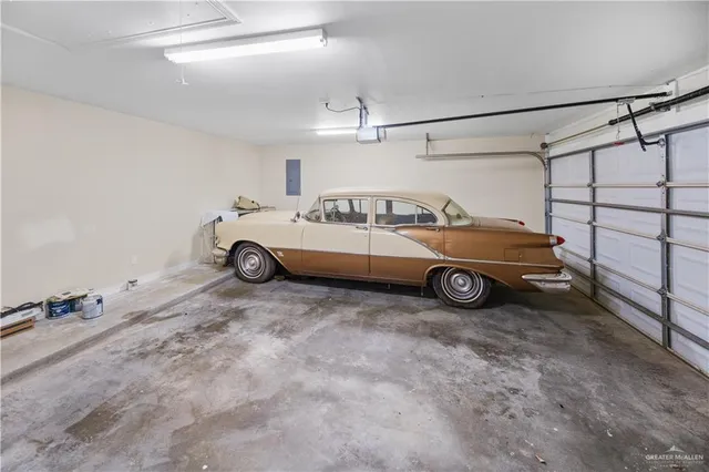 a view of a car in garage