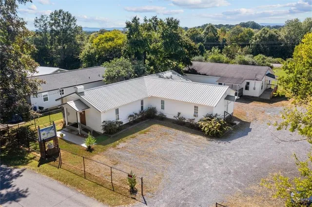 an aerial view of a house