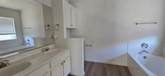 a bathroom with a sink and a bathtub