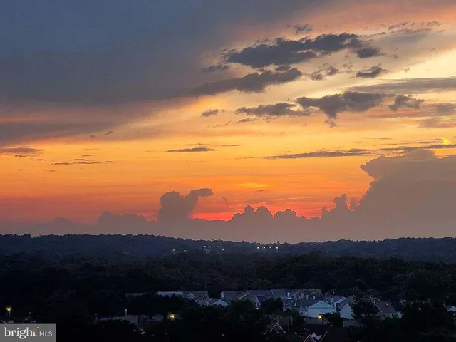a view of a city with lush green forest
