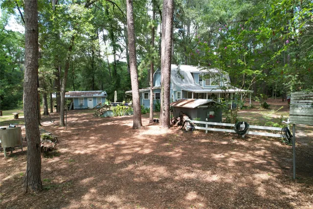 a view of a park with slide