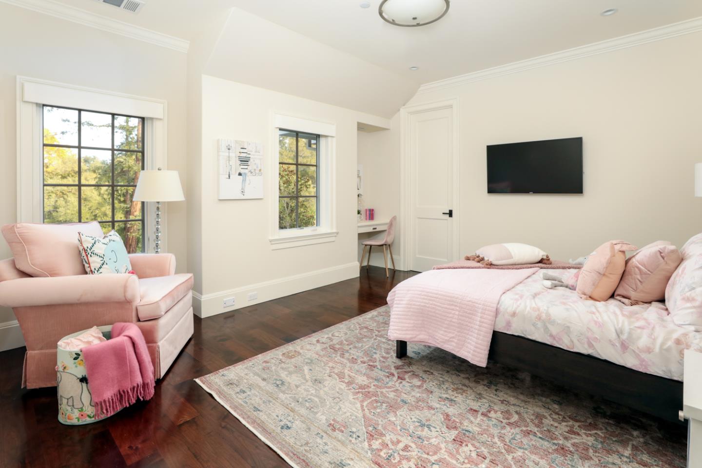 1 Sutherland Drive Atherton, CA 94027 - Photo 8 of 32 a bedroom with a bed and glass window