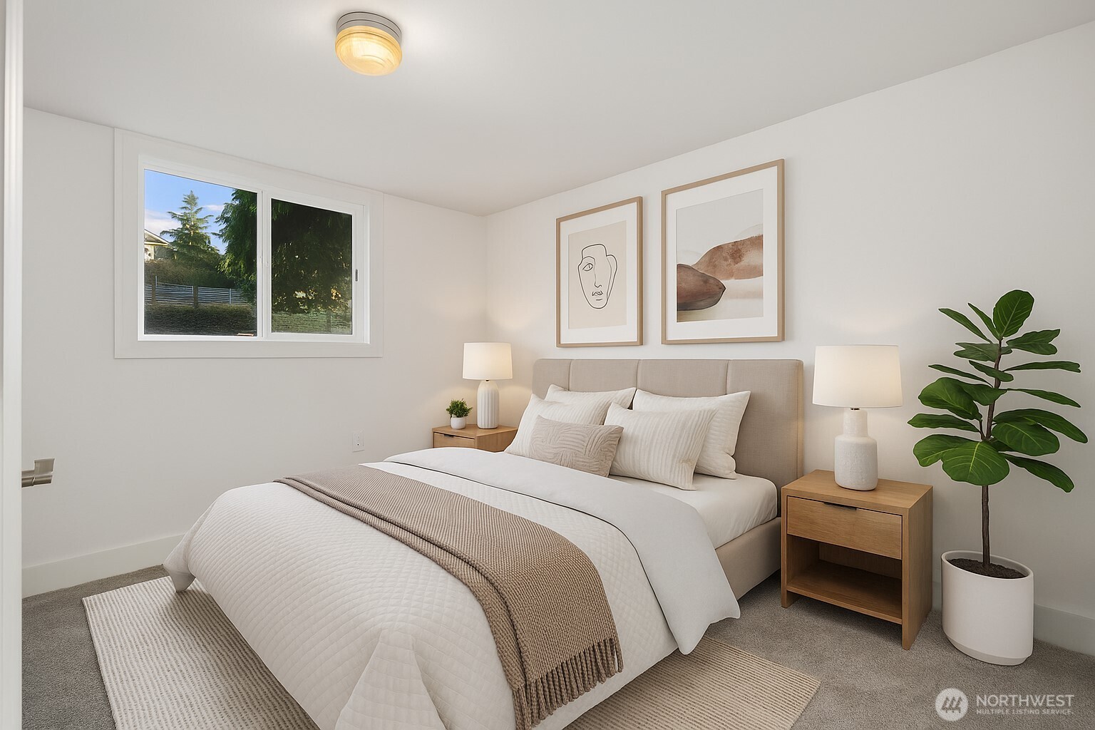 1212 South 230th Street Des Moines, WA 98198 - Photo 15 of 32 a bedroom with a bed and a potted plant