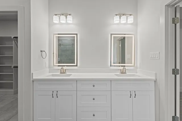 a view of an empty walk in closet