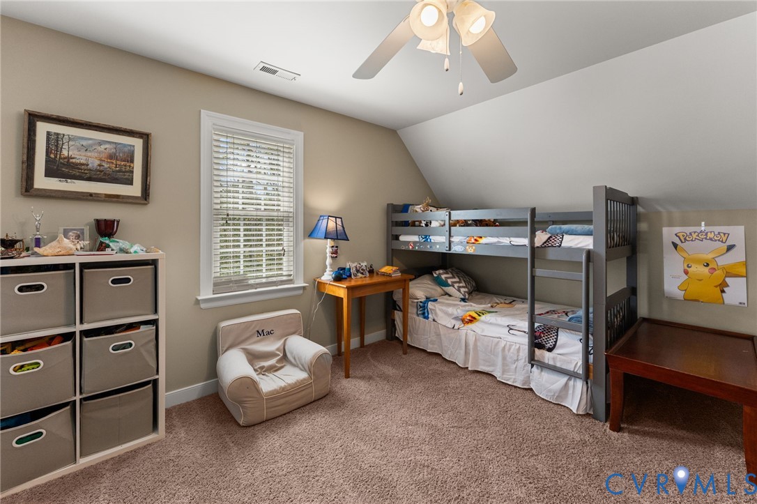 5610 Mt Landing Road Tappahannock, VA 22560 - Photo 22 of 36 Upstairs 3rd Bedroom with carpet, ceiling fan & tw