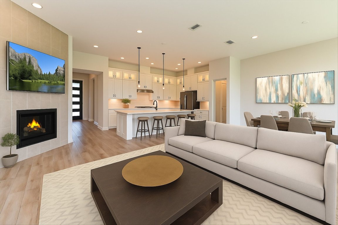 1221 Stormy Drive Georgetown, TX 78628 - Photo 9 of 33 a living room with furniture and a fireplace