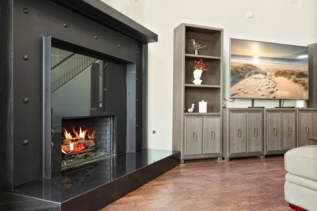 a view of room with window and fan