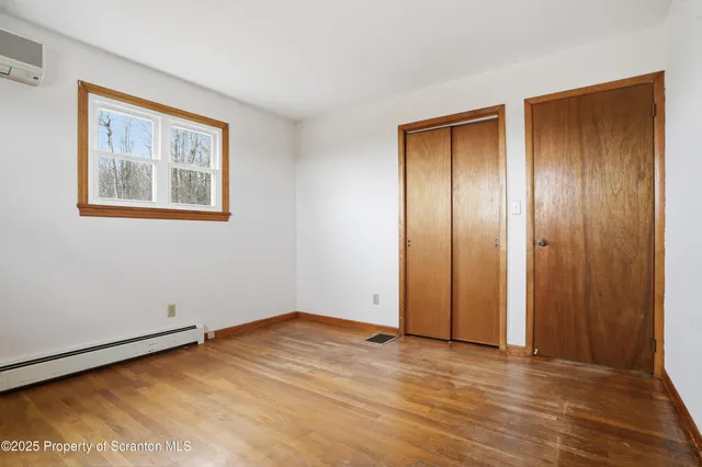 an empty room with a door