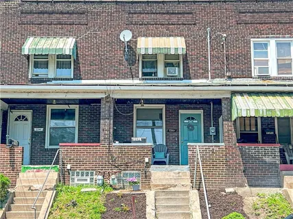 front view of a brick building