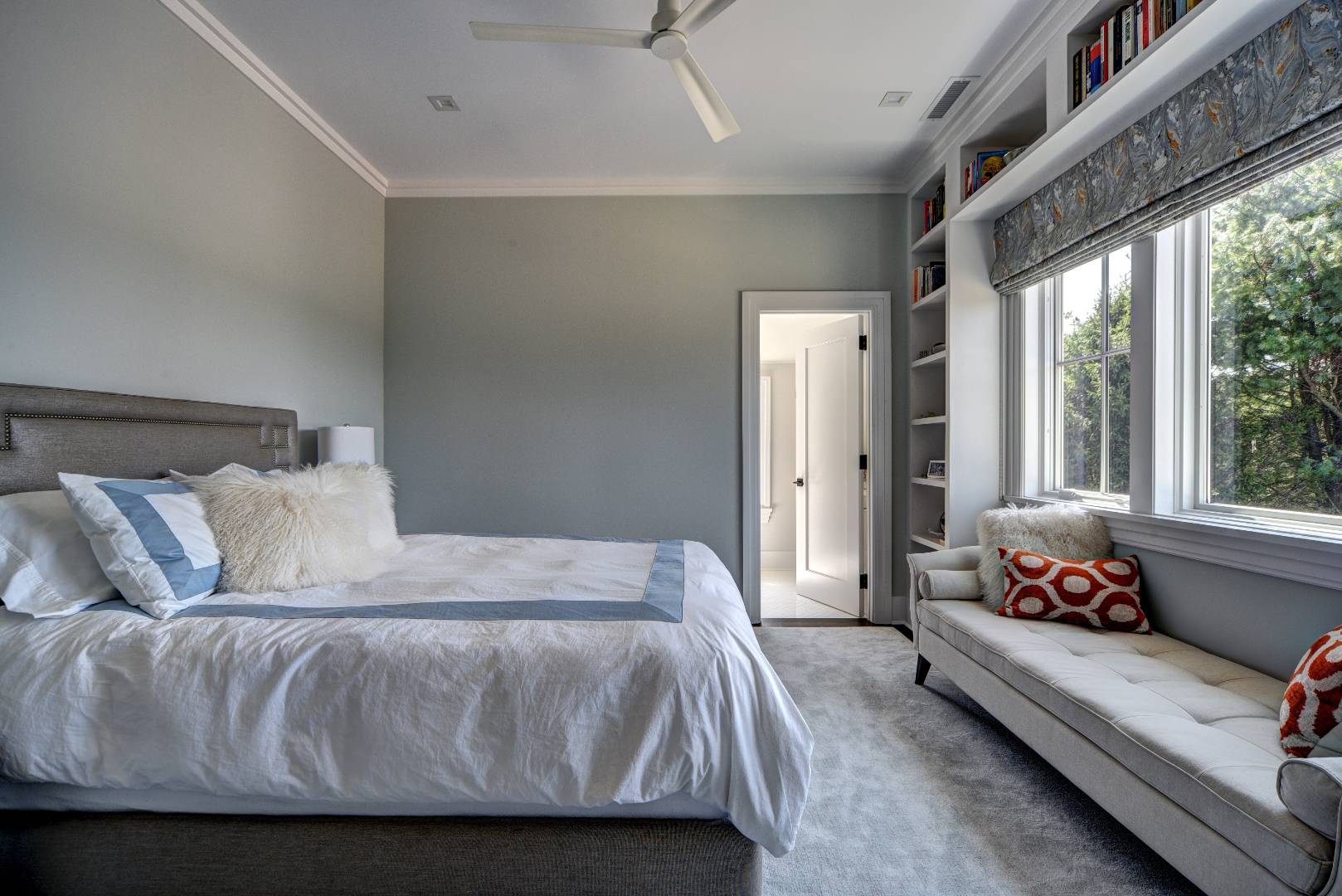 132 Long Lane East Hampton, NY 11937 - Photo 13 of 24 a bedroom with a bed and glass window