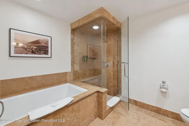 a bathroom with a tub and shower