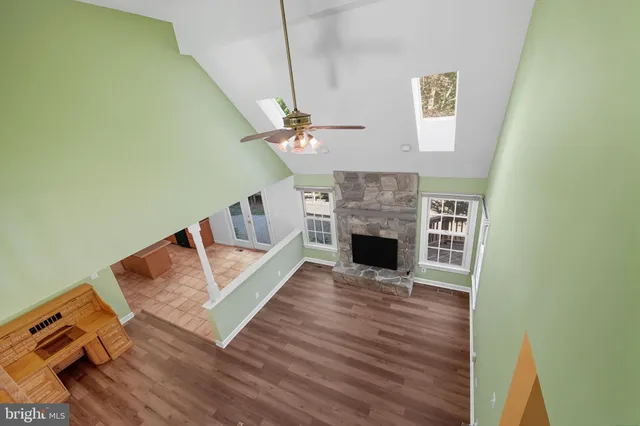 an empty room with windows