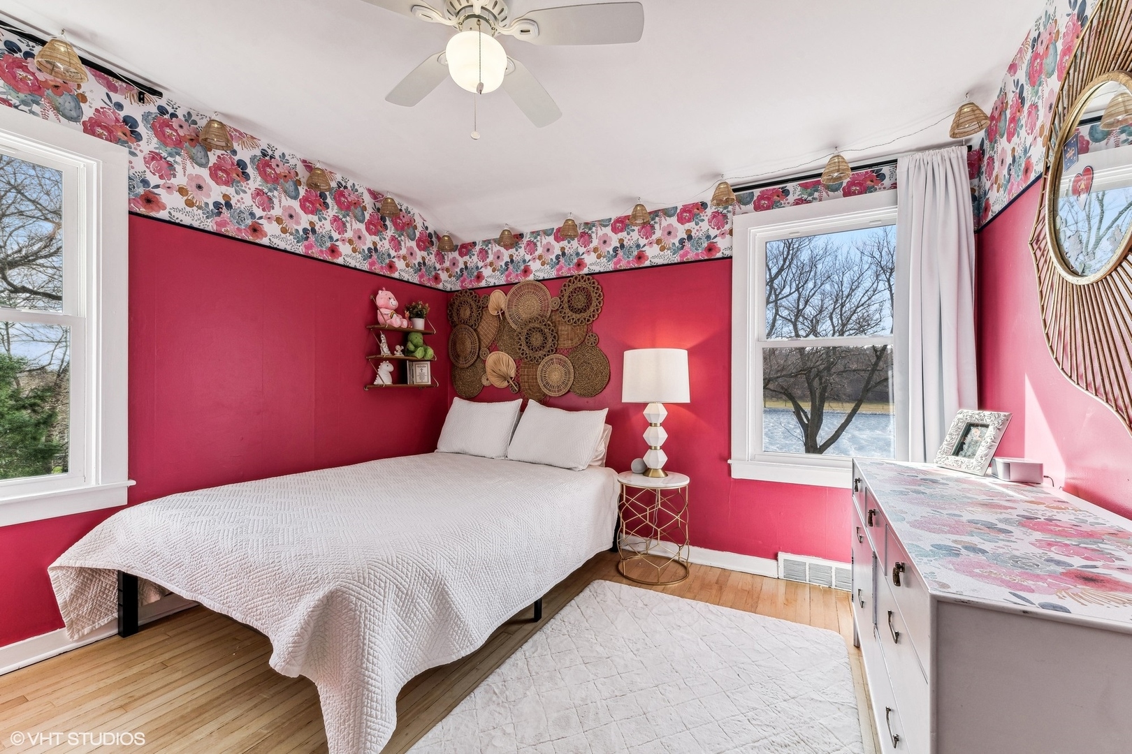 705 Spring Beach Way Cary, IL 60013 - Photo 17 of 47 a bedroom with a bed a chandelier and dresser