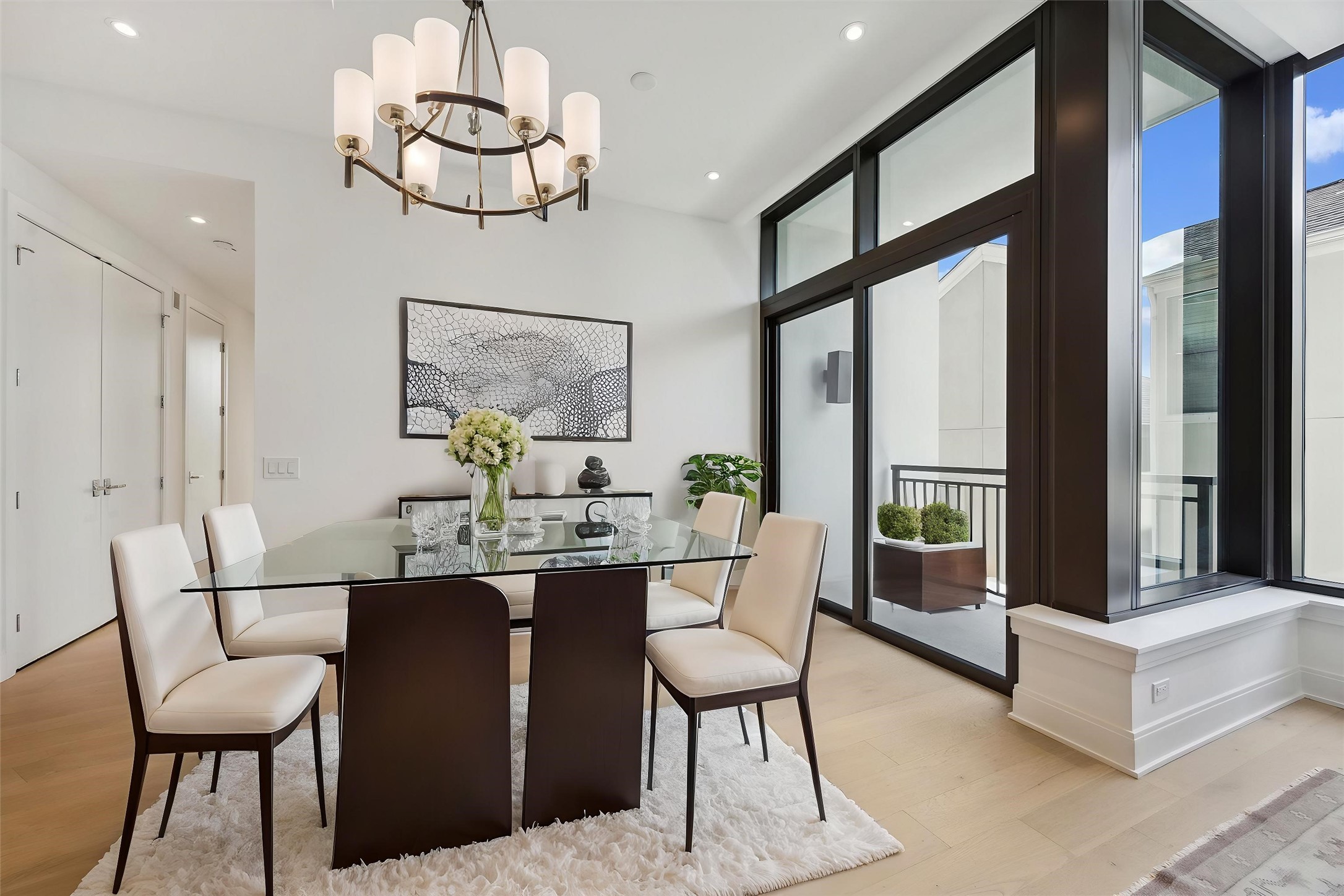 2323 West Main Street, Unit 305 Houston, TX 77098 - Photo 2 of 17 Virtually staged dining option, plenty of space for dining tables of all shapes and sizes. Balcony has connections for water and gas.
