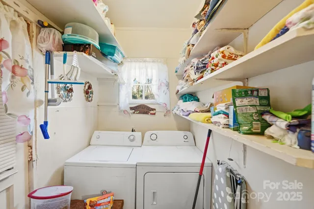 a utility room with dryer and washer