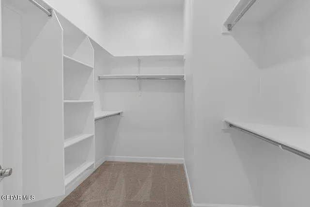 a view of an empty walk in closet