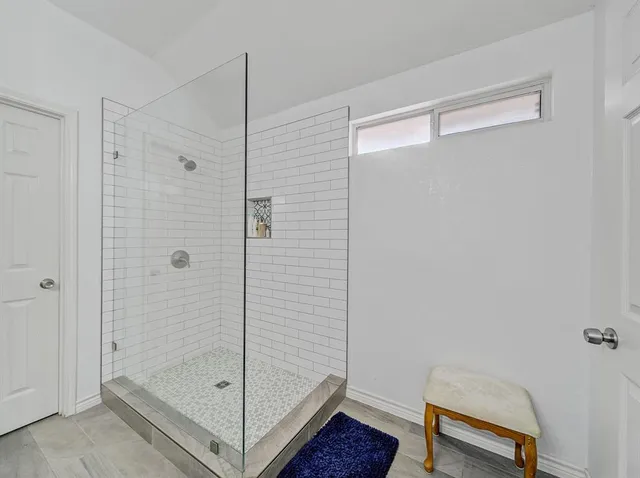 a bathroom with a shower