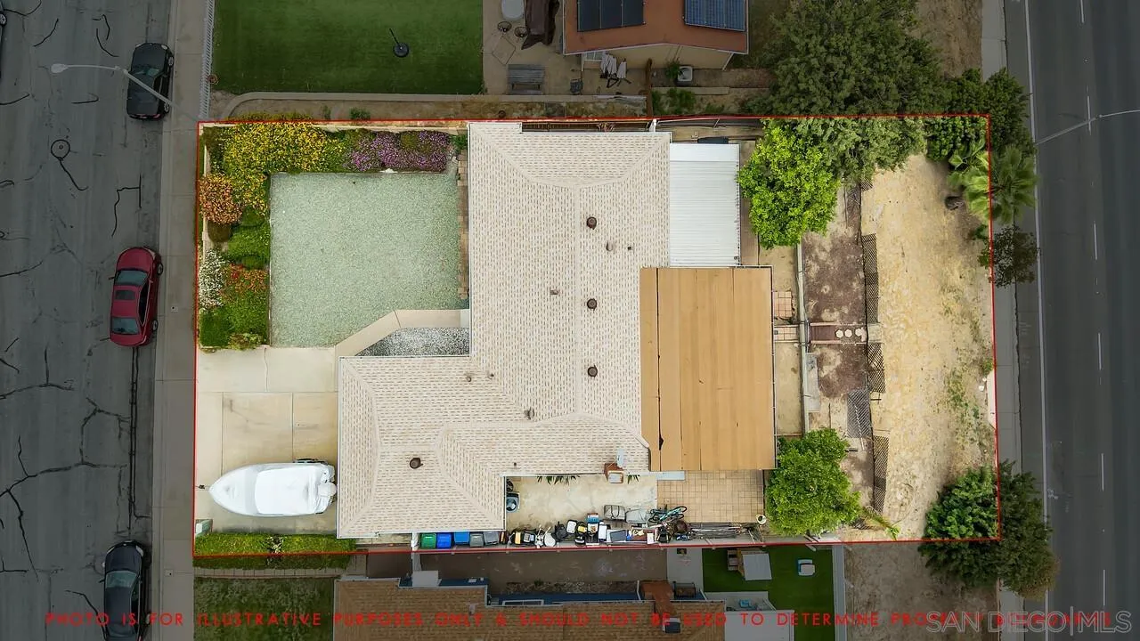 9677 Lutheran Way Santee, CA 92071 - Photo 31 of 33 an aerial view of a residential apartment building with a yard and large trees