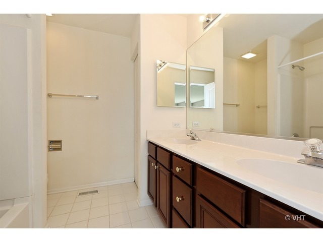 897 Havenshire Road, Unit 897 Naperville, IL 60565 - Photo 12 of 14 a bathroom with a double vanity sink a and mirror