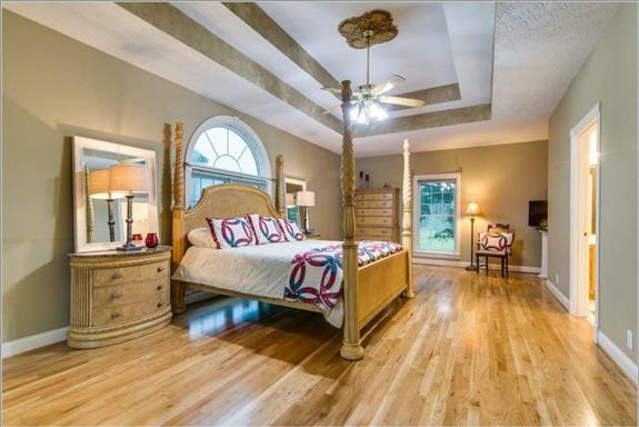 7768 Webster Road White House, TN 37188 - Photo 14 of 30 a spacious bedroom with a bed and a chandelier