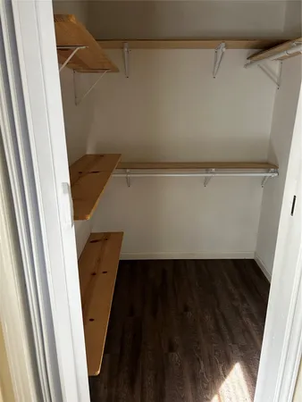 a view of small space with racks on the wall