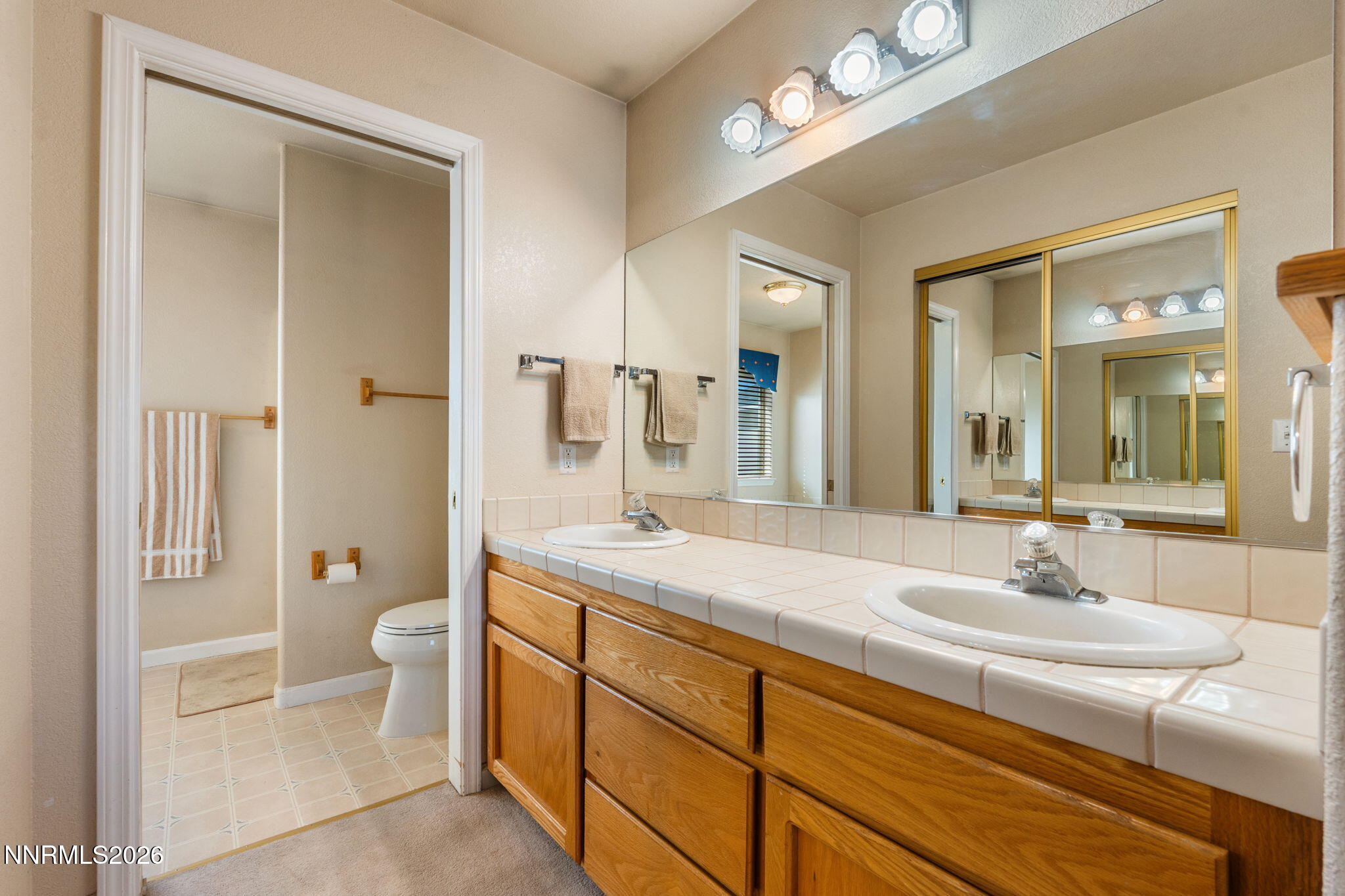 219 David Avenue Stagecoach, NV 89429 - Photo 12 of 40 a spacious bathroom with a granite countertop sink toilet and shower
