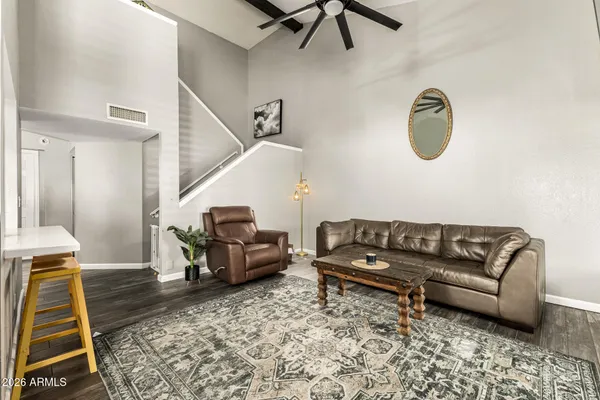 a living room with furniture