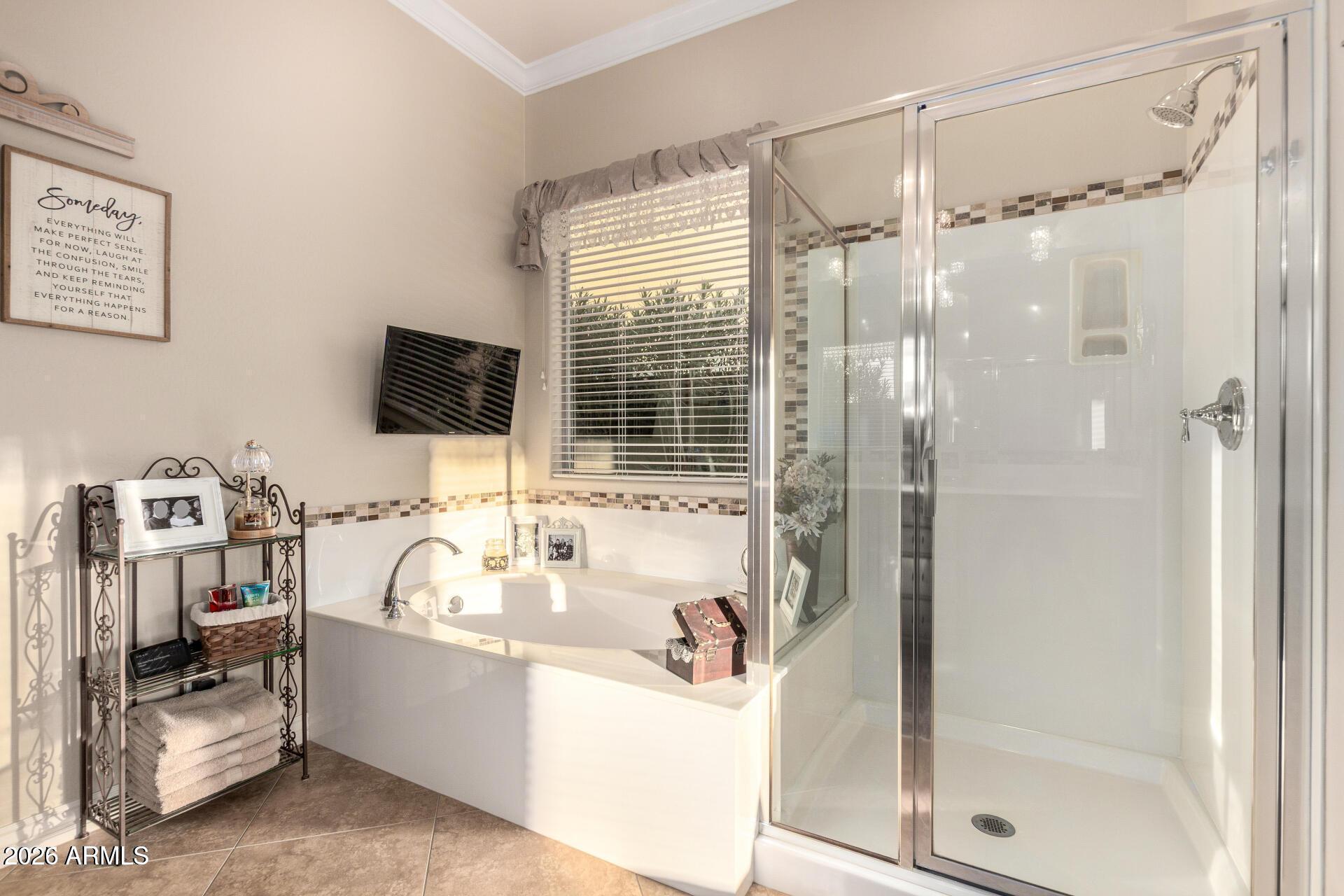17869 West Verdin Road Goodyear, AZ 85338 - Photo 16 of 39 a bathroom with a bathtub and a shower