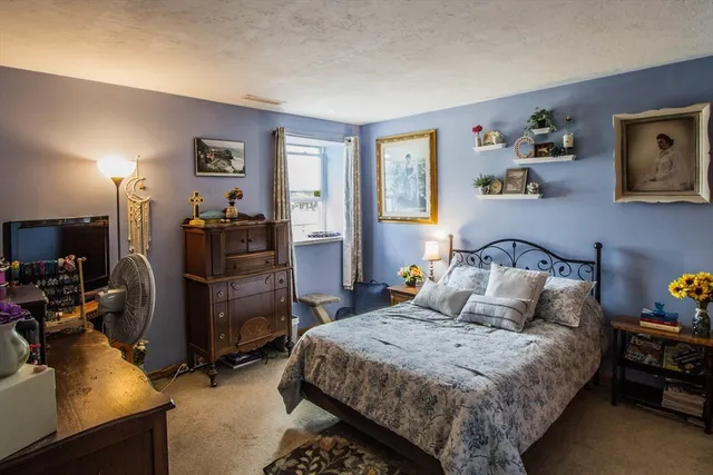 a bedroom with a bed and furniture