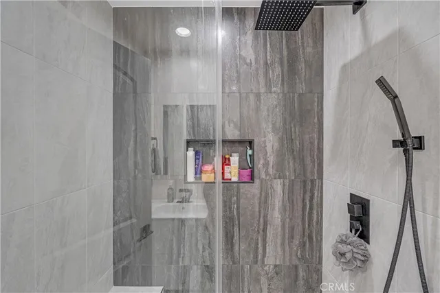 a view of a hallway with a white door