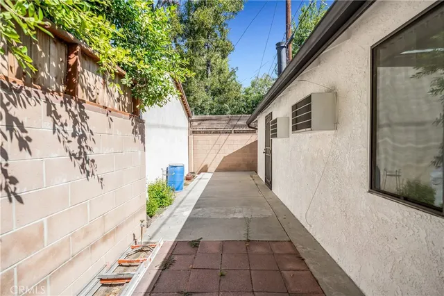 a porch with seating space