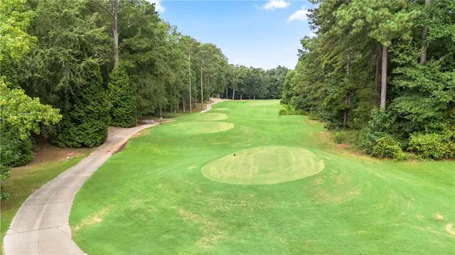 an aerial view of a yard